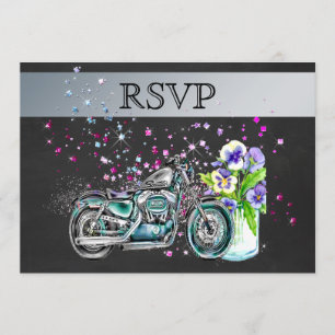 Invitation RSVP de mariage à moto avec pot Mason