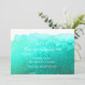 Invitation RSVP de mariage aquarelle moderne bleu sarcelle pl (Debout devant)