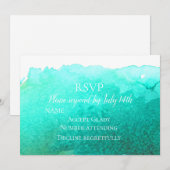 Invitation RSVP de mariage aquarelle moderne bleu sarcelle pl (Devant / Derrière)