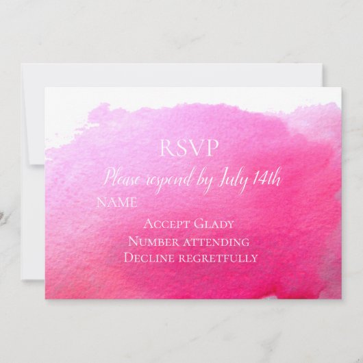 Invitation RSVP de mariage aquarelle rose moderne (Devant)
