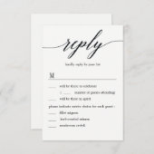 Invitation RSVP de mariage avec options de menu en écriture m (Devant / Derrière)
