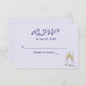 Invitation RSVP de mariage Cœurs violets (Devant / Derrière)
