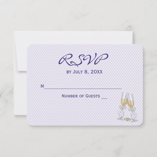 Invitation RSVP de mariage Cœurs violets (Devant)