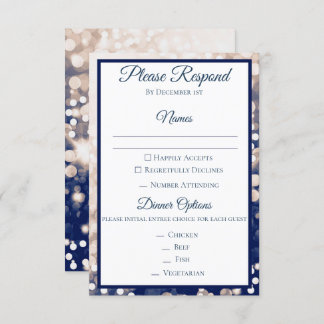 Invitation RSVP de mariage d'automne - Champagne et marine