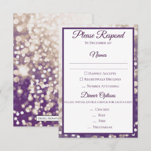Invitation RSVP de mariage d'automne - Champagne et prune