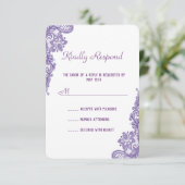 Invitation RSVP de mariage de dentelle ultra viole (Debout devant)