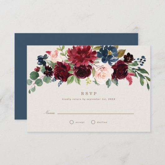 Invitation RSVP de mariage Élégance d'automne (Devant / Derrière)