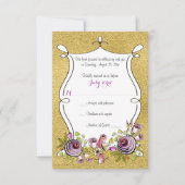 Invitation RSVP de mariage fantaisiste | Fausse feuille d'or, (Devant)
