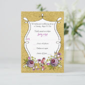 Invitation RSVP de mariage fantaisiste | Fausse feuille d'or, (Debout devant)