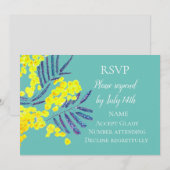 Invitation RSVP de mariage fleur d'acacia australien aquarell (Devant / Derrière)