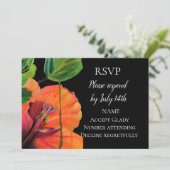 Invitation RSVP de mariage fleur d'hibiscus tropical aquarell (Debout devant)