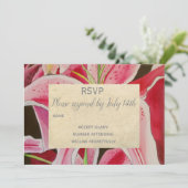 Invitation RSVP de mariage Fleurs de lys roses art rustique (Debout devant)