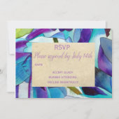 Invitation RSVP de mariage fleurs d'orchidées violettes bleue (Devant)