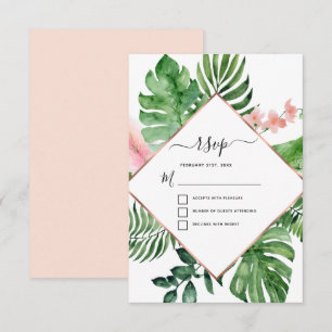 Invitation RSVP de mariage géométrique à l'aquarelle de palmi