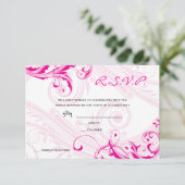Invitation RSVP de mariage Magenta Classique Scroll Fleurir (Debout devant)