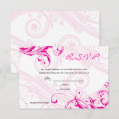 Invitation RSVP de mariage Magenta Classique Scroll Fleurir (Devant / Derrière)