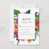 Invitation RSVP de mariage moderne aux Hibiscus, Plumeria et  (Devant)