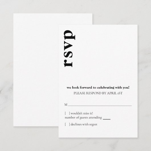 Invitation RSVP de mariage moderne Carson (Devant / Derrière)