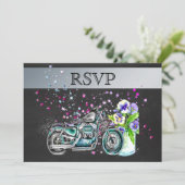 Invitation RSVP de mariage moto avec pot Mason (Debout devant)