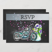 Invitation RSVP de mariage moto avec pot Mason (Devant / Derrière)