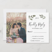 Invitation RSVP de mariage photo monogramme botanique rustiqu (Devant)