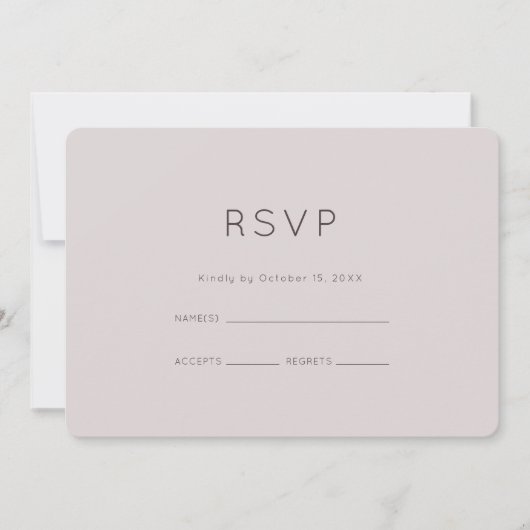 Invitation RSVP de mariage prune neutre moderne (Devant)