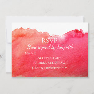 Invitation RSVP de mariage rouge rubis bohème moderne aquarel