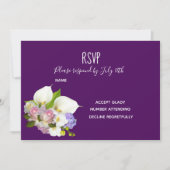 Invitation RSVP de mariage thème floral pastel et violet (Devant)