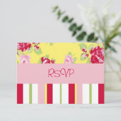 Invitation RSVP de réception de mariage Chic Rose et rayures (Debout devant)