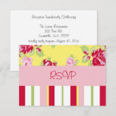 Invitation RSVP de réception de mariage Chic Rose et rayures (Devant / Derrière)