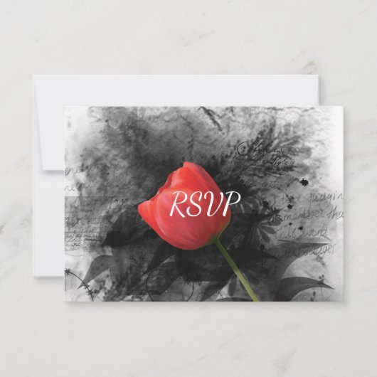 Invitation RSVP de réception de mariage Red Tulip (Devant)