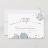 Invitation RSVP | Décontracté Beach Seashells Lilac Dusty Blu (Devant)