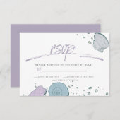 Invitation RSVP | Décontracté Beach Seashells Lilac Dusty Blu (Devant / Derrière)
