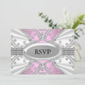 Invitation RSVP Diamant Élégant Rose (Debout devant)