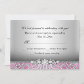Invitation RSVP Diamant Élégant Rose (Dos)