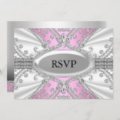 Invitation RSVP Diamant Élégant Rose (Devant / Derrière)