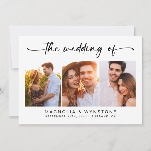 Invitation RSVP du code QR | Modern Trois Mariage photo (Devant)