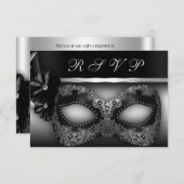 Invitation RSVP du parti Masquerade (Devant / Derrière)