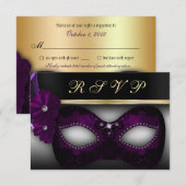 Invitation RSVP du parti Masquerade (Devant / Derrière)