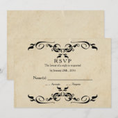 Invitation RSVP élégant de mariage vintage (Devant / Derrière)