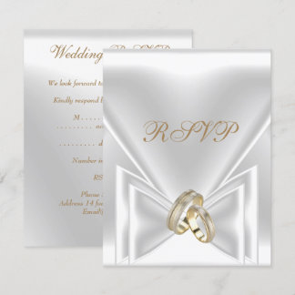 Invitation RSVP Élégant Événement Or Argent Blanc