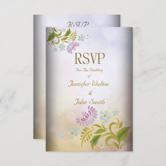 Invitation RSVP Elegant Événement Or Argent Blanc (Devant / Derrière)
