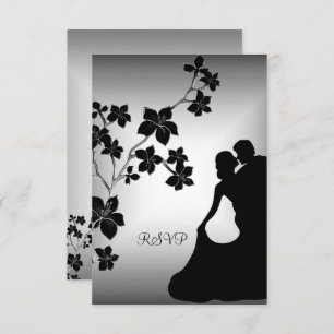 Invitation RSVP Elegant Événement Or Argent Blanc