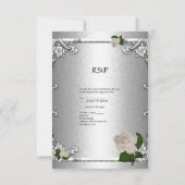 Invitation RSVP Élégant Mariage Rose Argent Blanc (Dos)