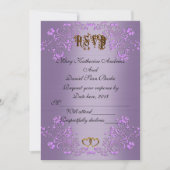 Invitation RSVP élégant mariage satin violet (Devant)