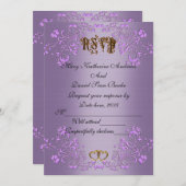 Invitation RSVP élégant mariage satin violet (Devant / Derrière)