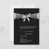Invitation RSVP Elegant Noir Argent Bow Métal 3 (Dos)