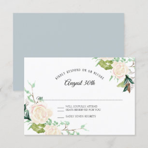 Invitation RSVP Élégant Papier Aquarelle Floral Rose ivoire