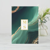 Invitation *~ RSVP Emerald Green Initiales AR66 QR Mariage (Debout devant)