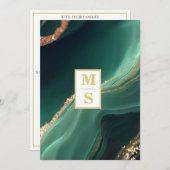 Invitation *~ RSVP Emerald Green Initiales AR66 QR Mariage (Devant / Derrière)